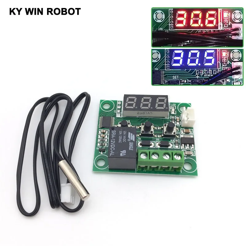 W1209 красный или синий дисплей DC 5 В/12 В/24 В/220 В температура отопления охлаждения термостат переключатель температуры контроллер термометра 50 см кабель