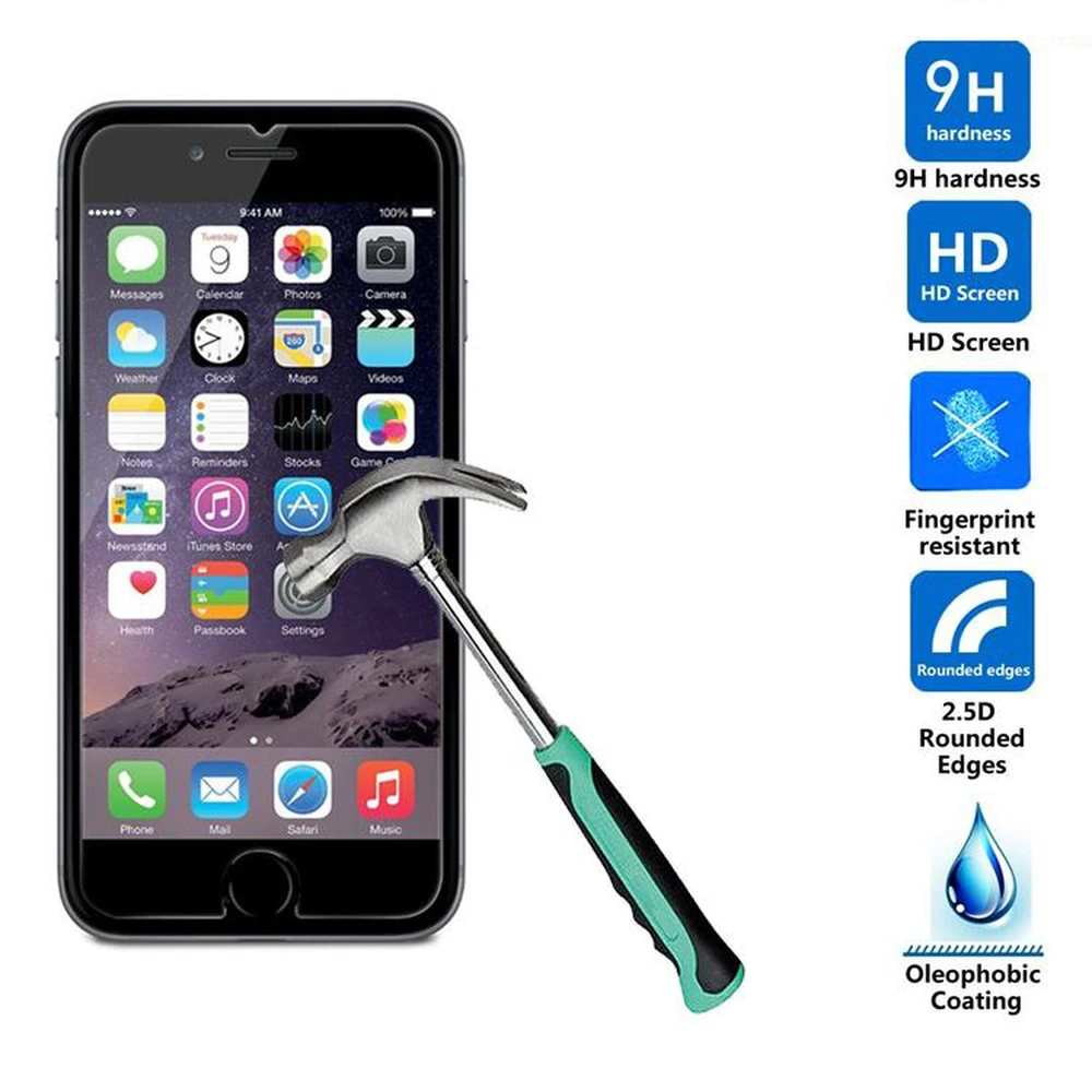 

2.5D Tempered Glass Screen Protector for IPhone X 8 7 6 6s Plus Screen Protective Glass Film for 5 5C 5S SE 4 4S on The Phone