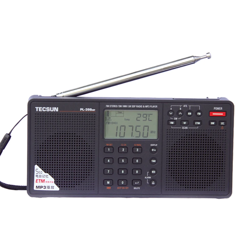 Tecsun PL-398MP 2.2'' Full Band Digital Tuning Stereo FM/AM/SW Radio Receiver MP3 Player tecsun PL-398MP radio