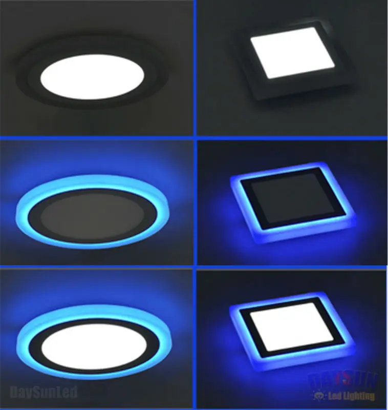 Ультратонкий светодиодный светильник 6 Вт 9 Вт 16 Вт 24 Вт двухцветный светодиодный светильник AC85-265V встраиваемые потолочные светильники белый+ синий