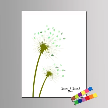 

Personalize Wedding Decor Gift Guestbook For Fingerprints Canvas Print with Names Date Wedding Birthday Party Memory & Ink HK073