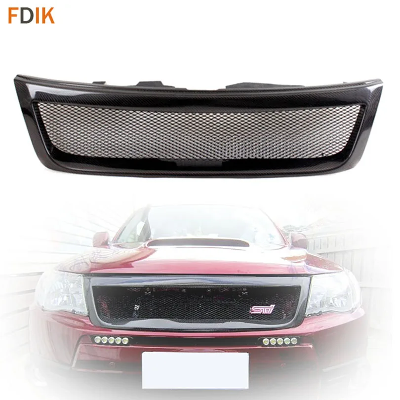 

Sport Black Glossy Carbon Fiber Front Grille for 2009 2010 2011 2012 Subaru Forester XT SH