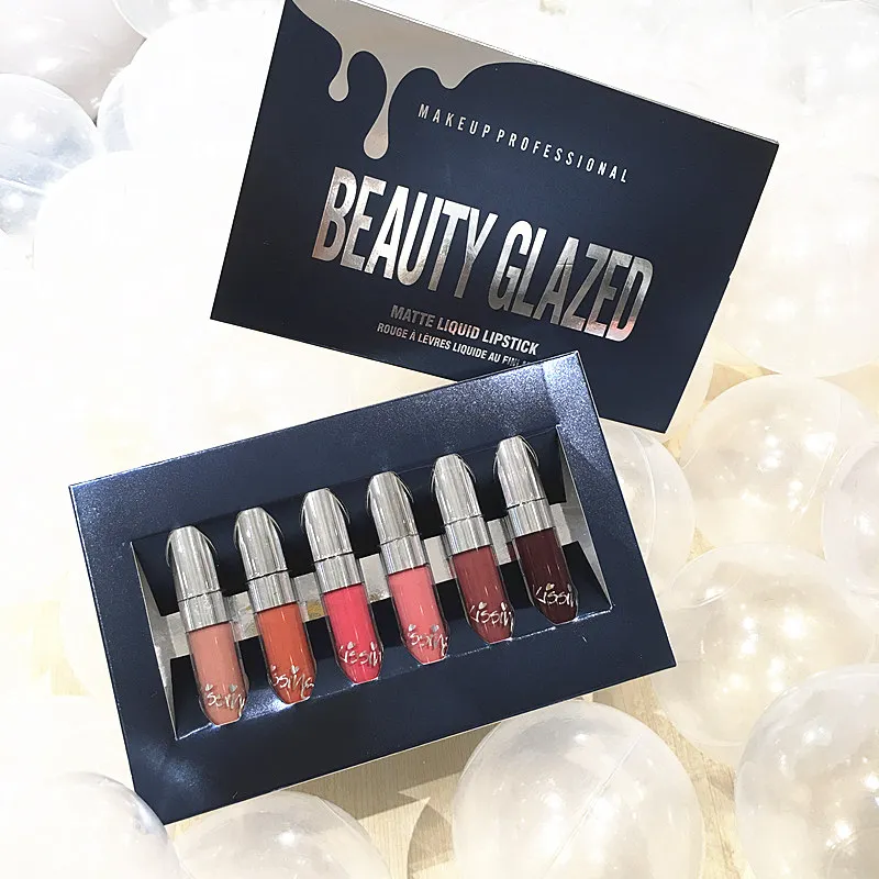

BEAUTY GLAZED 6 Colors Lipstick Makeup Matte Lip Gloss Easy To Wear Long-lasting Lip Gloss Waterproof Lip Cometics