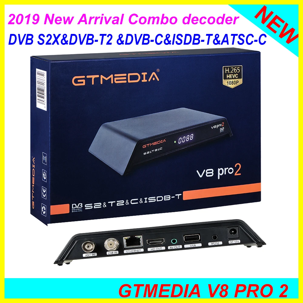 

2019 New Arrival GTMedia V8 PRO2 Combo tv receiver DVB-S/S2/S2X,DVB+T/T2/Cable/ISDBT support Euro Cccam update from v8 golden