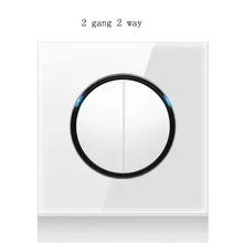 2019 New Arrival Crystal Glass Panel 2 Gang 2 Way Random Click On / Off Wall Light Switch With Led Indicator