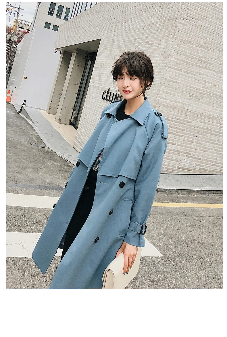 Fitaylor New 2020 Double Breasted Mid-long Trench Coat Women Casual Slim Belt Cloak Vintage Windbreaker Outwear