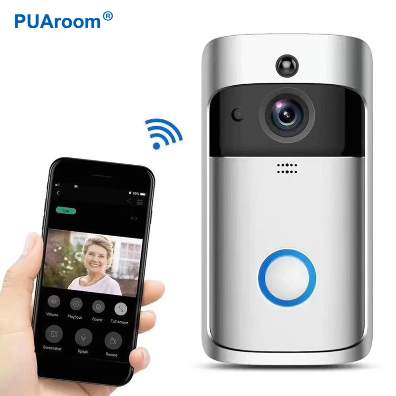 PUAroom 720 P IP Беспроводной Smart видео беспроводной дверной звонок Камера широкоугольный объектив PIR обнаружения движения дверной звонок Камера