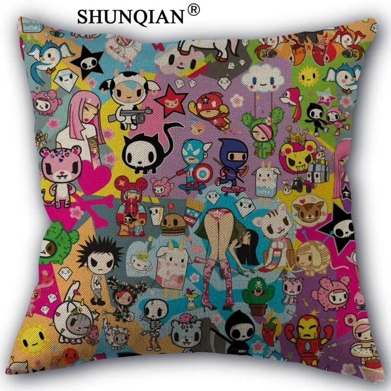 

Custom Pillow Cover tokidoki Home textile Square 45X45cm Decorative Cotton Linen Pillowcase