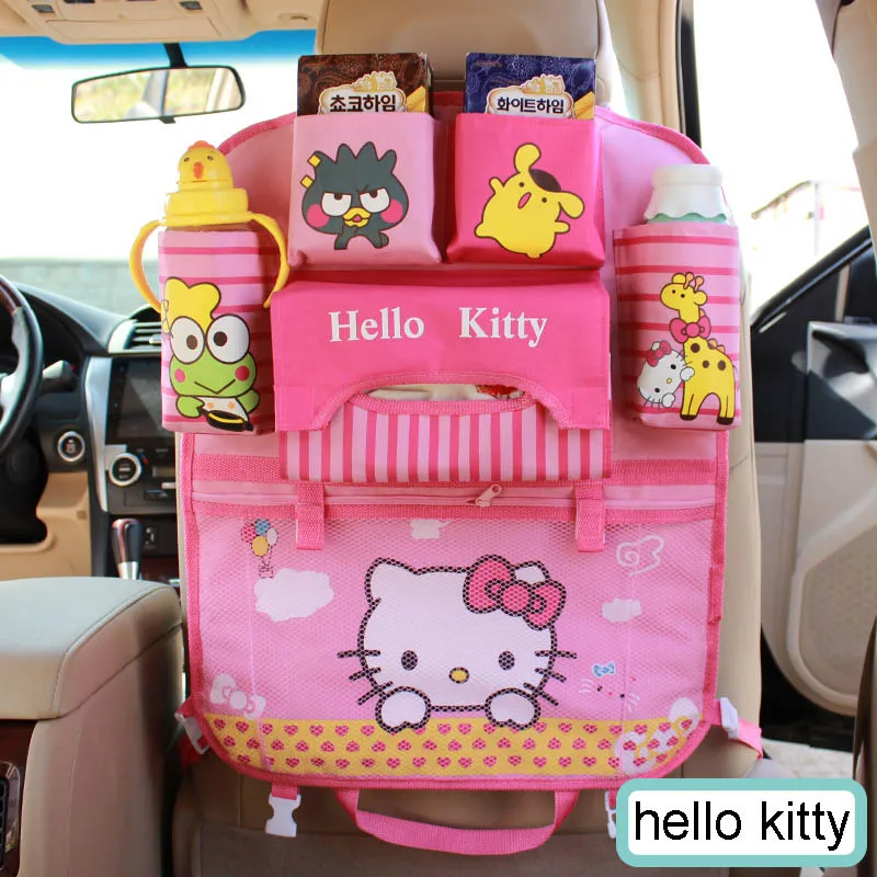 Милый мультфильм hello kitty автомобильный Органайзер сумка для хранения на заднее сиденье для укладки Детские универсальные автомобильные аксессуары для интерьера