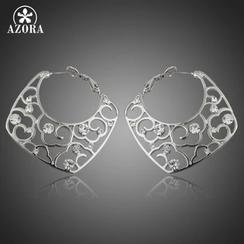 

AZORA White Gold Color Transparent Stellux Austrian Crystal Hoop Earrings TE0053