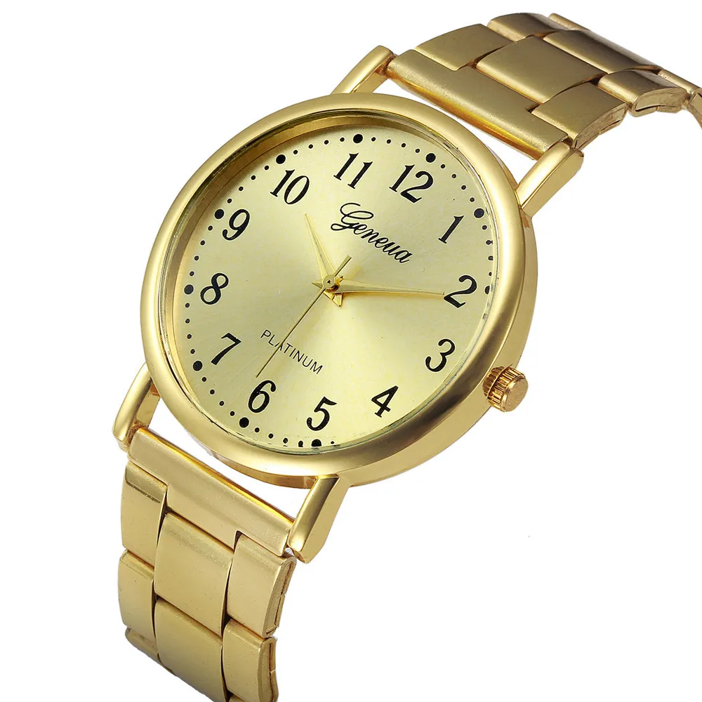 Модные женские часы с кристаллами из нержавеющей стали, аналоговые кварцевые наручные часы, женские часы, золотые часы, Прямая поставка - Цвет: watch