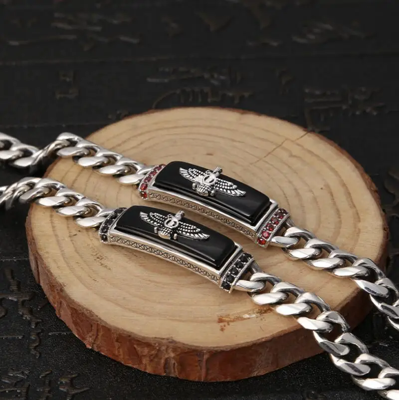 Чистый серебряный классический браслет с фигуркой орла стерлингового серебра 925 Ретро Летающий орел S925 браслет