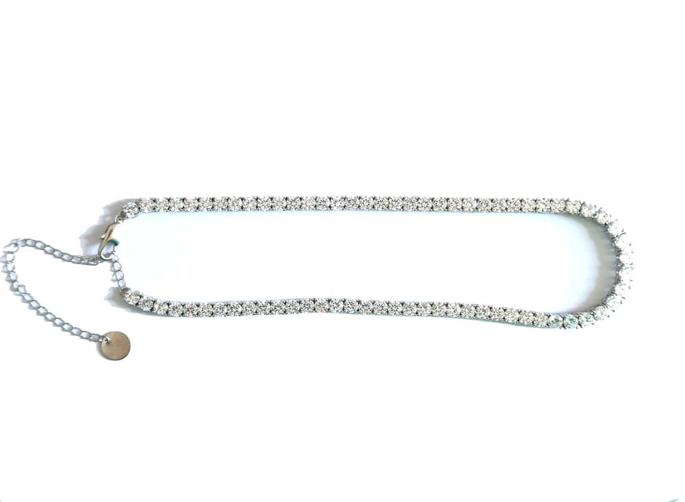 Oval-sparking-bling-clear-cubic-zirconia-wedding-jewelry-For-Women-tennis-chain-choker-Antique-Silver-Plated (1)