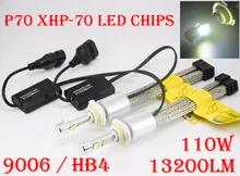 1 Conjunto P70 XHP-70 13200LM LEVOU Farol LEVOU Farol 110 W 4LED fichas Fanless Super Bright H4 H7 H8 H9 H11 H16 (JP) 9005 9006 9012