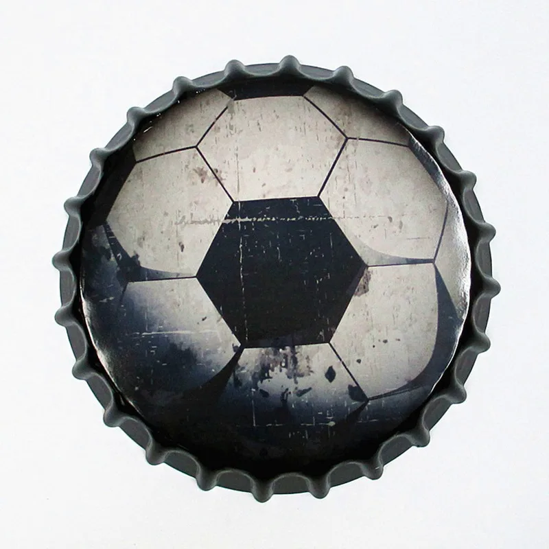 

35CM Round Football Bottle Cap Plate Chic Plaque Metal Decor Home Party Wall Painting Bar Pub Club Decoration B002