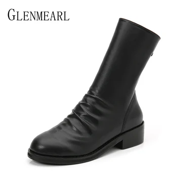 

Brand Women Snow Boots Warm Winter Autumn Mid-Calf Shoes Female Platform Thick Heels Ladies Shoe Newest Fashion Zip Plus Size DE