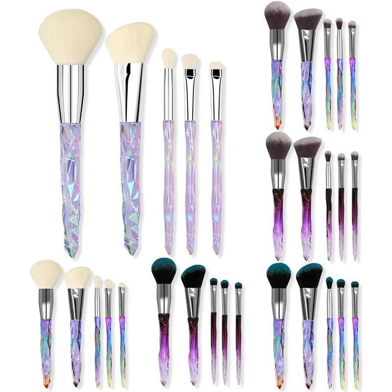 5Pcs Crystal Style Makeup Brushes Set Powder Foundation Eye Blush Brush Cosmetic Professional Makeup Brush Kit Tools