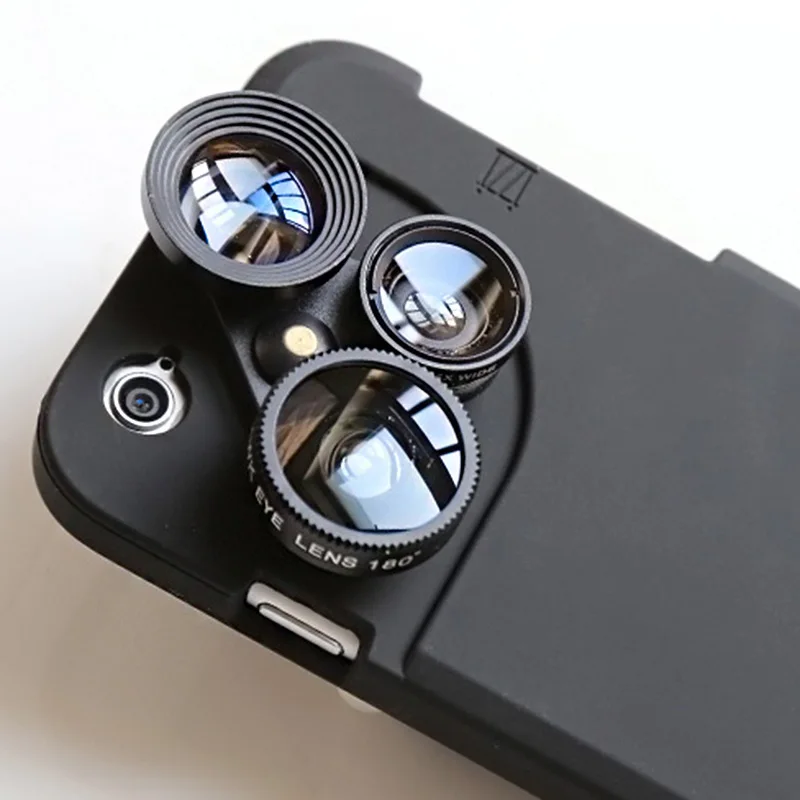 Creative 4 in 1 matte full cover mobile phone case with phone lens wide