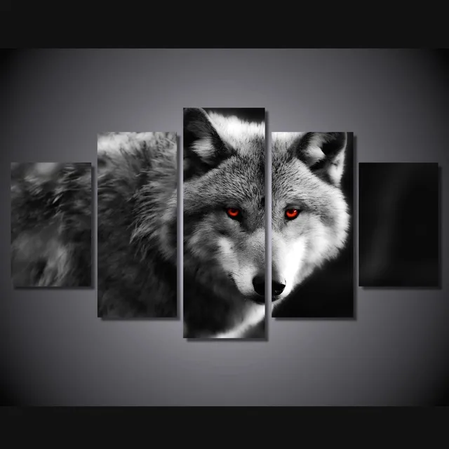 Modern canvas wall art picture black and white wolf print on canvas for living room decor Modern canvas wall art picture black and white wolf print on canvas for living room decor