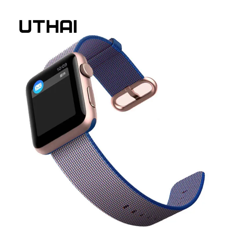 Ремешок UTHAI A01 для Apple Watch Series 3/2/1 38 мм 42 мм нейлоновый мягкий дышащий сменный ремешок Спортивная петля для Iwatch Series 4 40 м