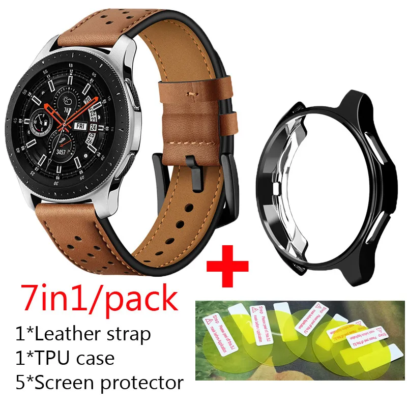 Ремешок кожаный для Samsung Gear S3 frontier classic/ Galaxy Watch 46 мм защитная пленка экрана