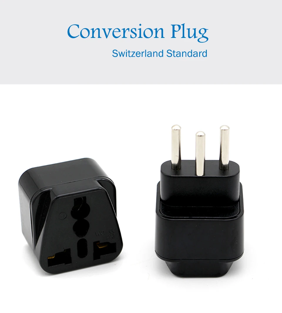 Universal AC 250V 10-16A EU AU US UK to Switzerland Swiss AC Power Travel Plug 3 Round Pin Adaptor Wireless Conversion Plug (1)