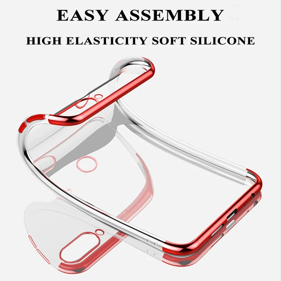 

Luxury Crystal Clear Case For Huawei Y9 2018 Fashion Ultra Slim Gold Cover For Huawei Enjoy 8 Plus Transparent Soft Silicone Gel