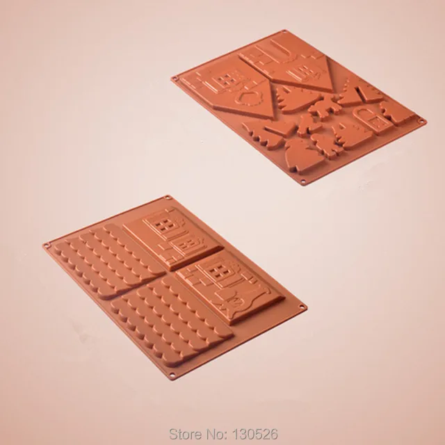 2 pz nuova casa natale muffa del cioccolato del silicone creativo ... Muffa casa nuova