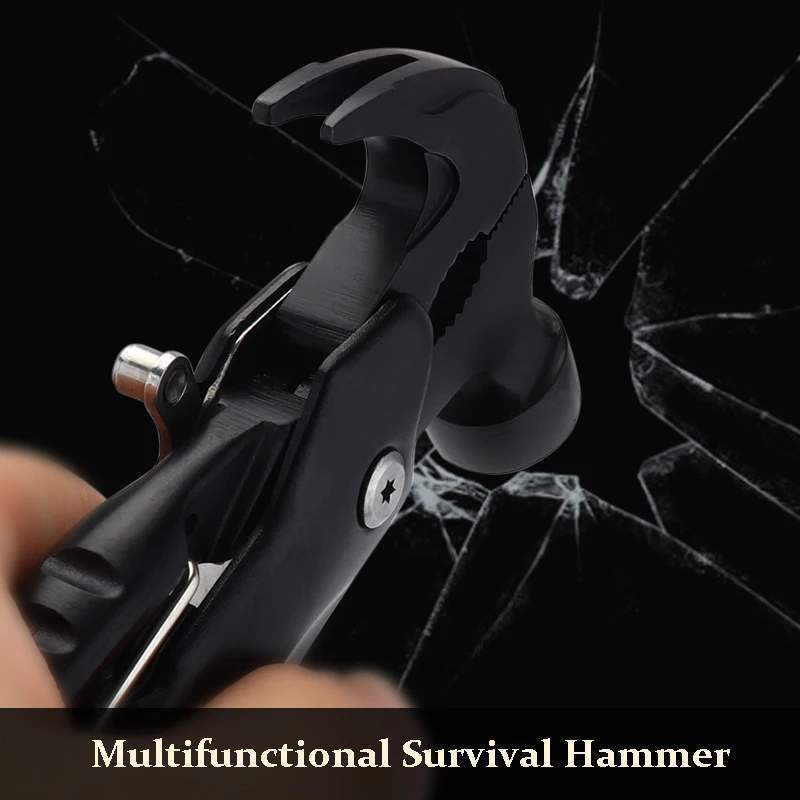Najtaniej Wielofunkcyjny młotek domowy młotek bezpieczeństwa narzędzia ręczne, przenośny młotek bezpieczeństwa ratunkowego odkryty Camping składany młotek nóż