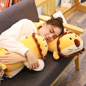 

45-80cm Cute Cute Lion Plush Toy Pillow Sofa Cushion Soft Stuffed Animal Doll Pillow Birthday Gift