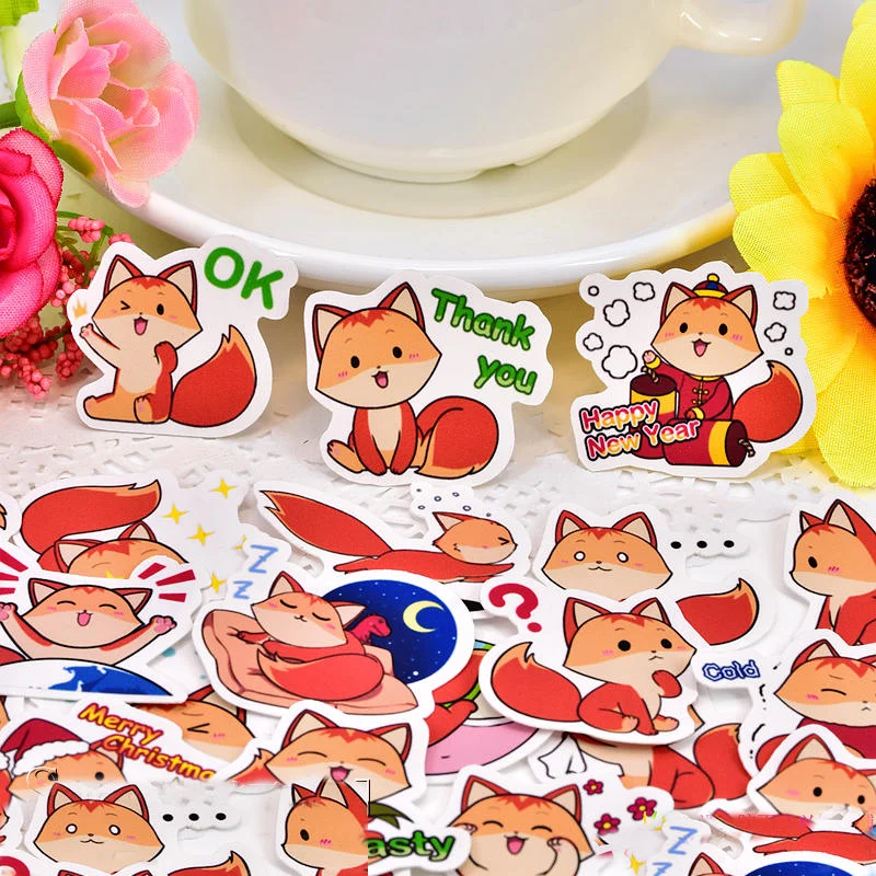 

40pcs kawaii Cute fox stickers Decoration Adhesive Stickers for the diary Stickers Diary notebook Scrapbook Stationery Stickers