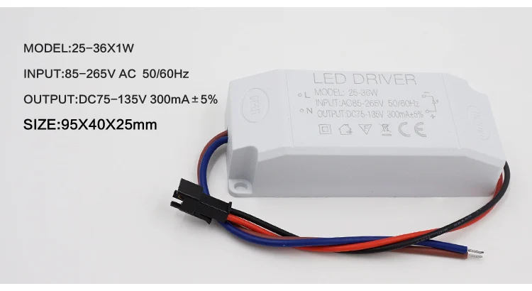 Светодиодный ПВХ постоянный Драйвер входного AC85-265V 1-3 Вт 4-7 Вт 8-12 Вт 15-18 Вт 20-24 Вт 25-36 Вт блок питания Трансформаторы чип для светодиодный светильник