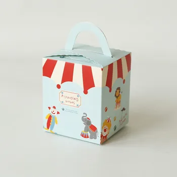 

50PCS Circus Candy Box With Window For Wedding Kids Birthday Party Supplies Candy Cookie Cake Packaging With Holder