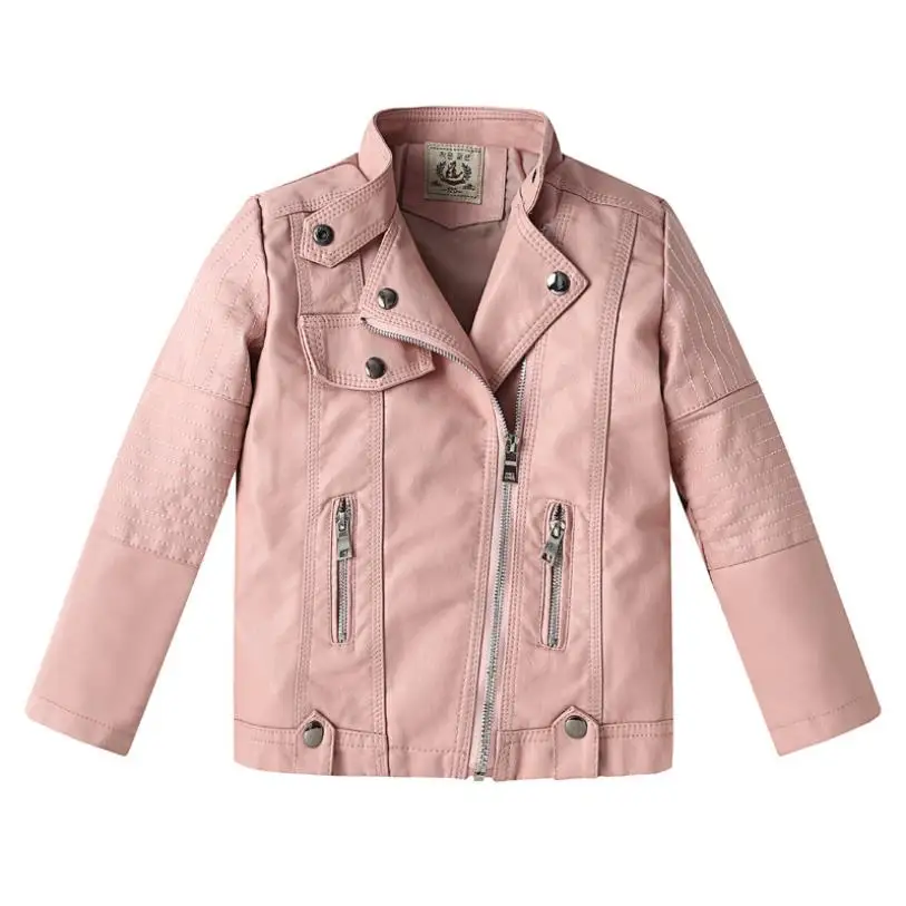 Лидер продаж; Новинка; Куртки из искусственной кожи; сезон весна-осень брендовые кожаные пальто хорошего качества с длинными рукавами для маленьких мальчиков и девочек детская верхняя одежда; 829 - Цвет: pink