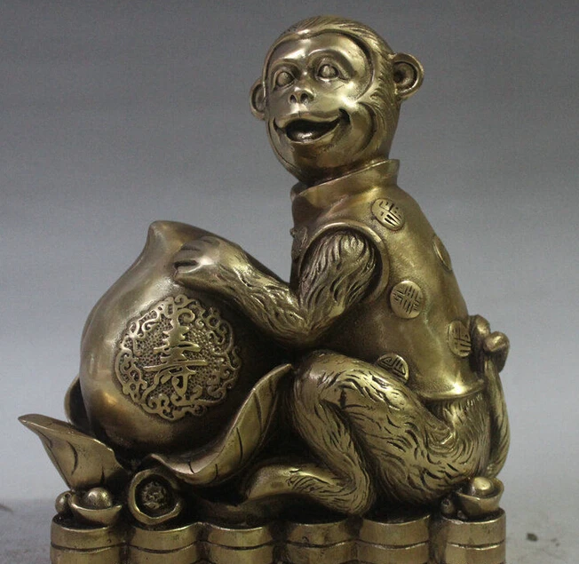 Ymying 1013+++++7" Chinese Feng Shui Brass Shou Peach Wealth Zodiac