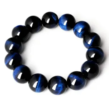 

Wholesale Natural Blue Tiger Eye Gems Bracelets For Women Men Powerful Stretch Crystal Round Bead Bracelet 12mm 14mm 16mm