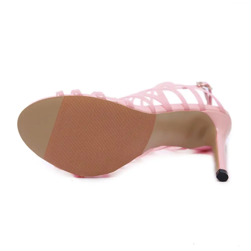 AIYKAZYSDL/женские прозрачные сандалии с открытым носком и вырезами; туфли-лодочки в римском стиле на высоком каблуке с ремешком на щиколотке; туфли-лодочки ярких цветов