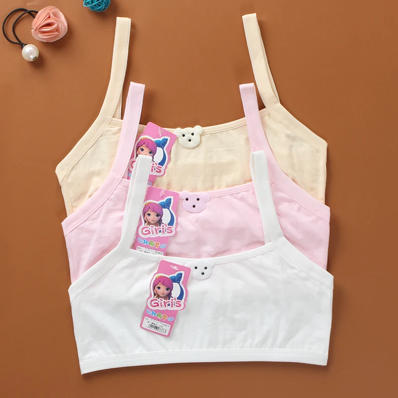 

Baby Bra Girls Kids Underwear Lingerie Cotton Ribbon Double-deck summer 8-12Years Student breast care Teens Teenage Young 1piece
