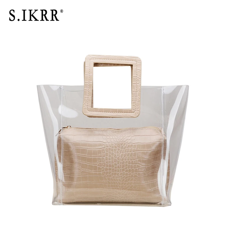 S.IKRR Summer mother bag transparent lady bag jelly multicolor luxury designer handbags high quality