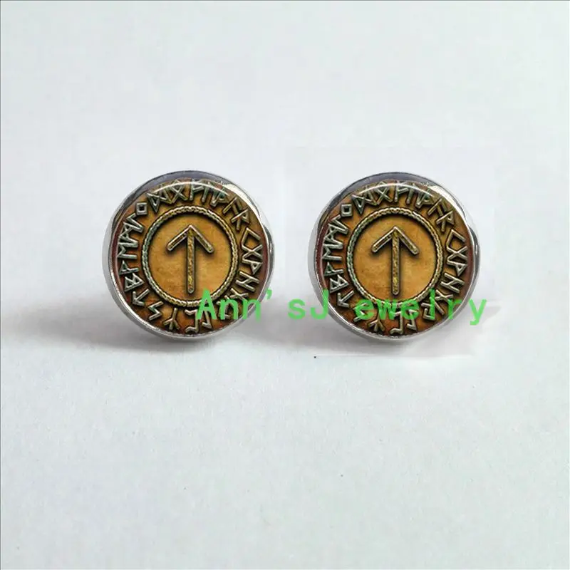 Серьги гвоздики Tiwaz Rune 1 пара серьги ювелирные изделия Стеклянные Кабошоны