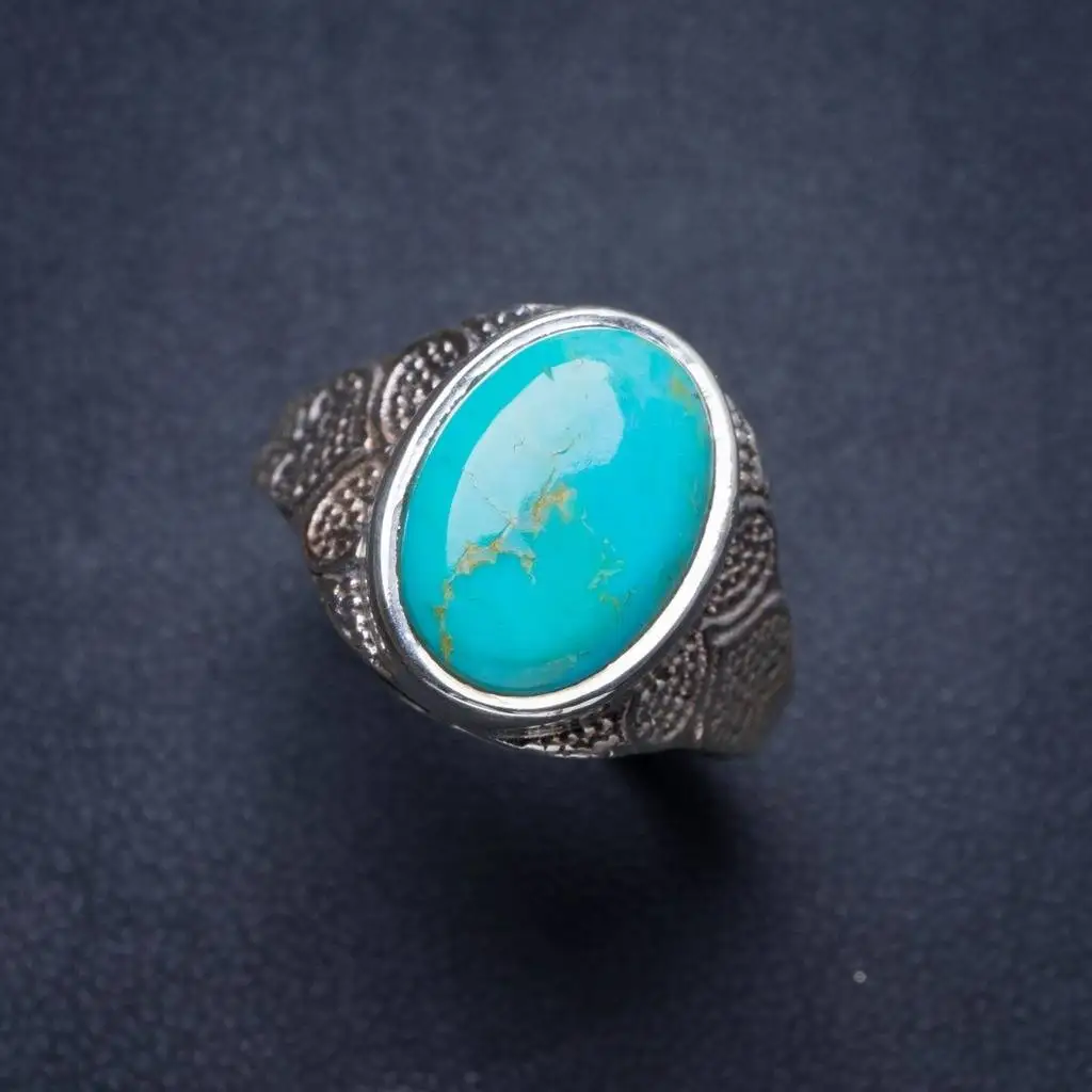 

Natural Turquoise Handmade Unique 925 Sterling Silver Ring 6.75 Y4027