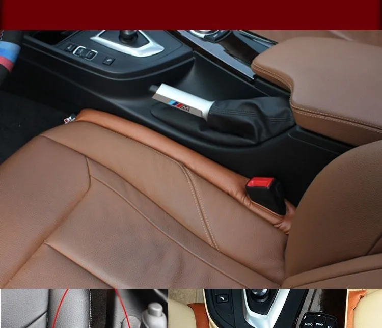 Free Shipping Grey Black Beige Brown Car Seat Cushion Crevice Gap Stopper PU Leather Leakproof Protector car seat cover pad -