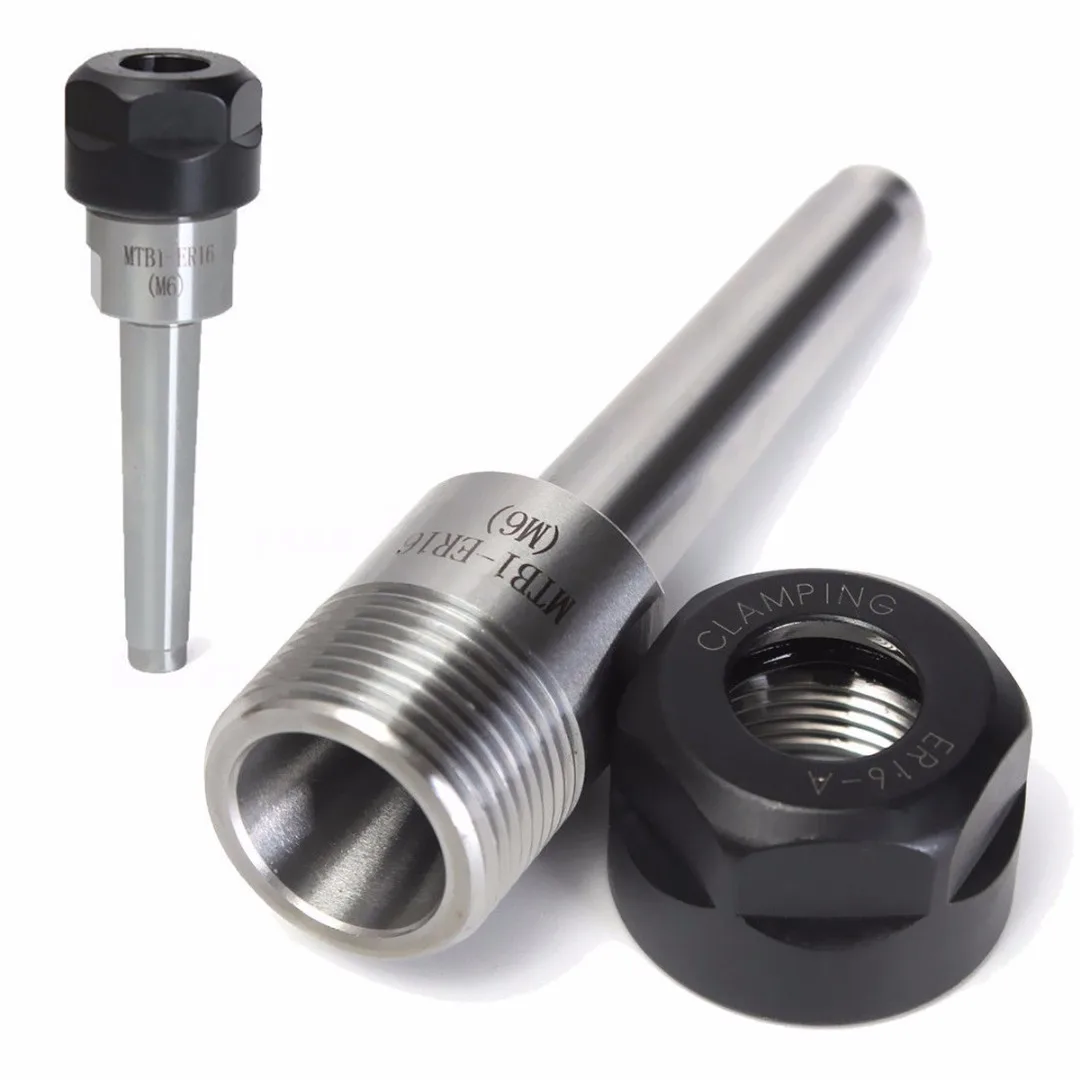Silver ER16 Collet Chuck Holder W/ MT1 Shank Morse Taper M6 CNC Milling Lathe Tool