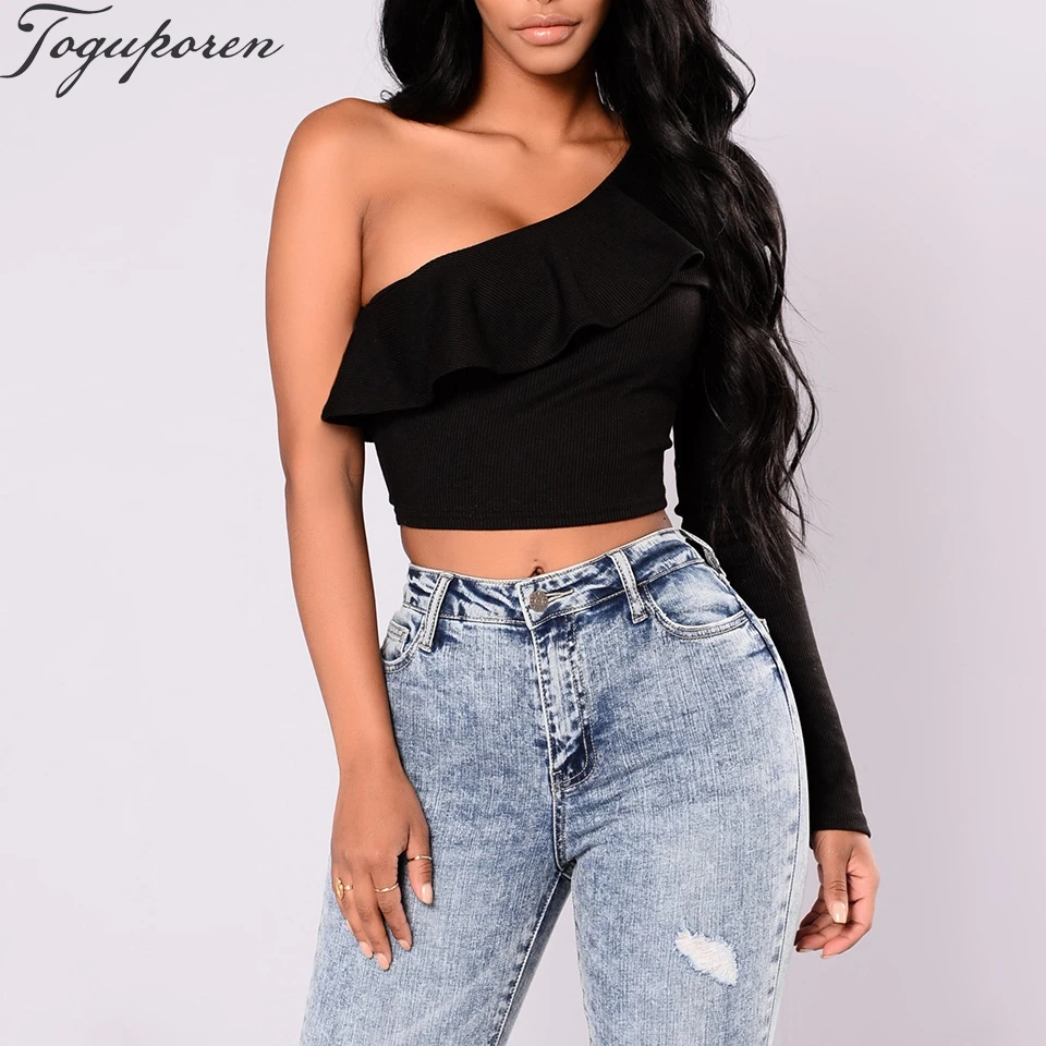 black top with ruffles