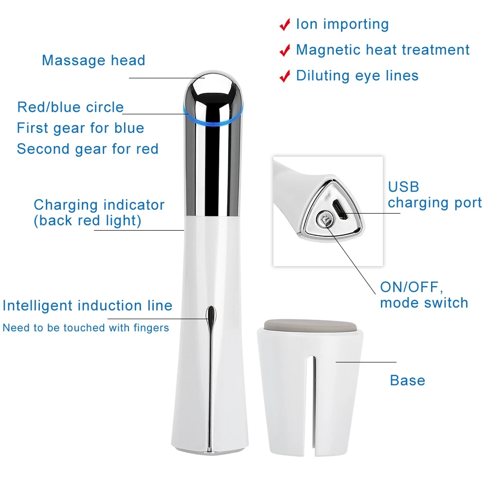 Массажер для глаз Электрический Ионный импорт магнитного тепла средство против морщин инструменты для ухода за красотой