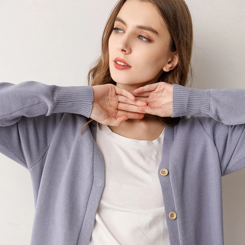 ZEHANGSEA2019 spring wild new fashion wool knit cardigan V-neck women's long shirt simple large size quality cardigan-Shipping ZEHANGSEA2019 spring wild new fashion wool knit cardigan V-neck women's long shirt simple large size quality cardigan-Shipping