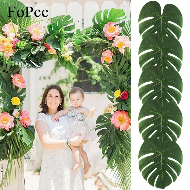 35x29 CM 10 piezas artificiales hojas de palma Tropical para DIY fiesta