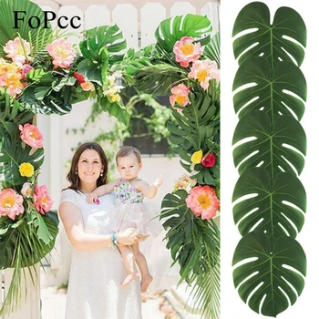 

35x29CM 10Pcs Artificial Tropical Palm Leaves For DIY Christmas Party Wedding Table Decorations Beach Theme Home Garden Decor