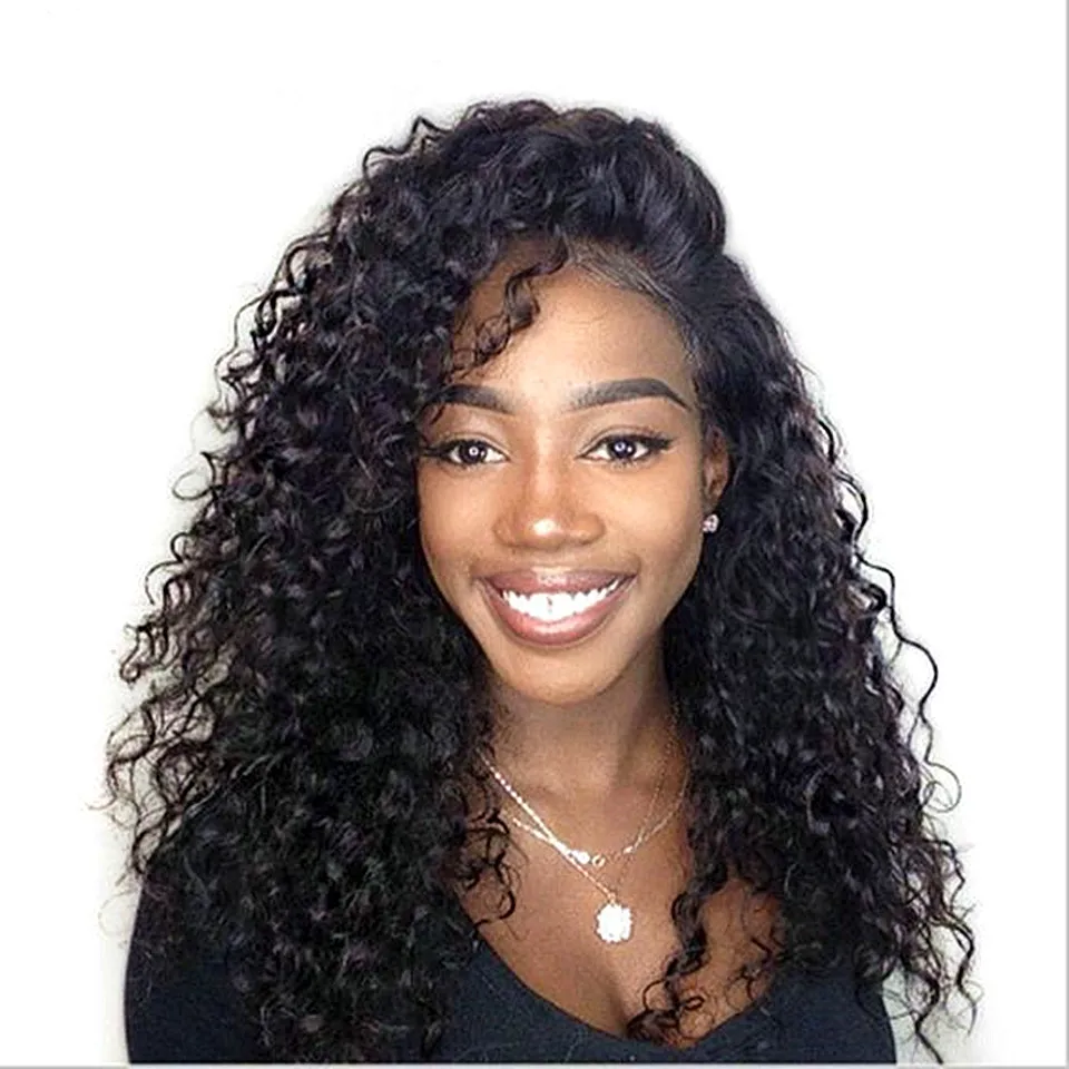 

HD Transparent Lace Front Wig For Women Deep Curly Brazilian Lace Frontal Wig With Baby Hair Long Human Hair Wigs Bleach Knots