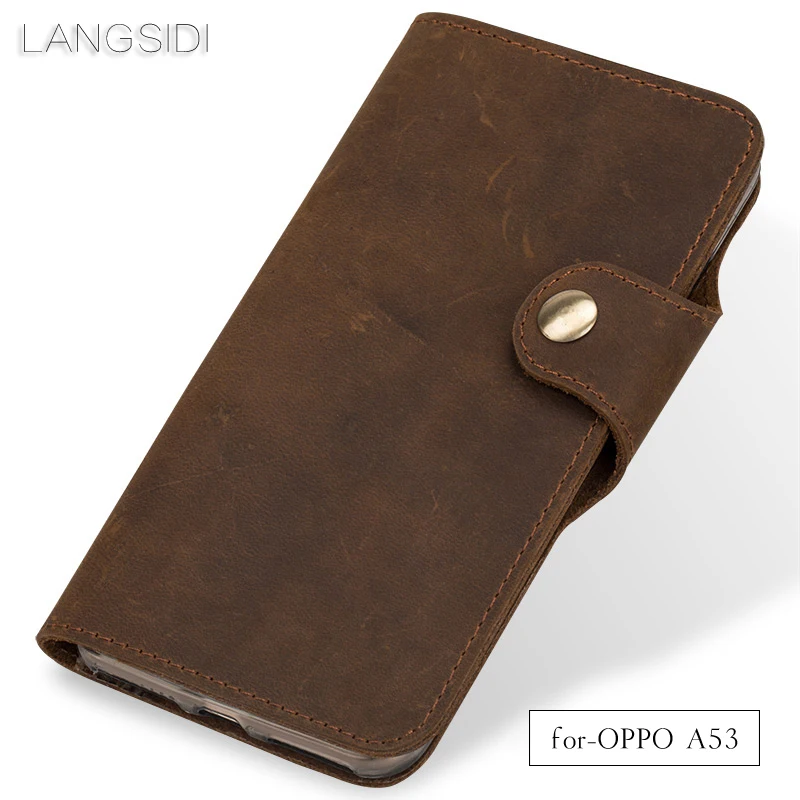 

wangcangli Genuine Leather phone case leather retro flip phone case For OPPO A53 handmade mobile phone case